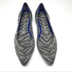 Rothy's The Point Gray Zebra‎ Print Knit Flats Women's Size 9.5 ep